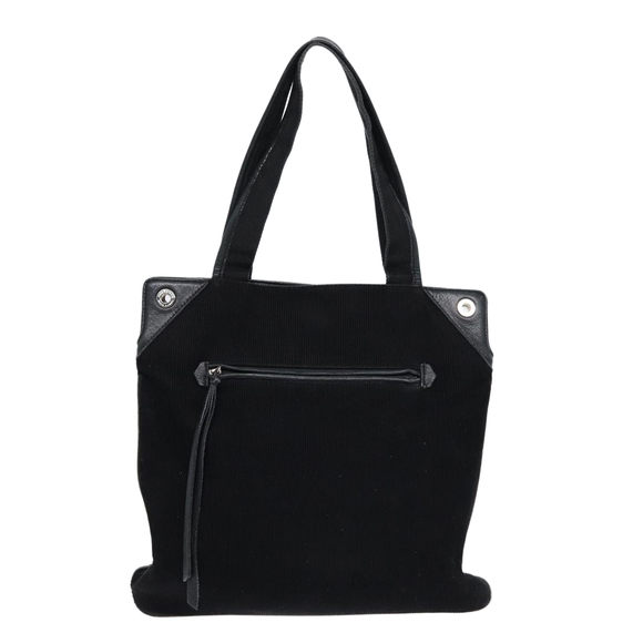 BURBERRY Tote Bag Corduroy Leather Black Silver Auth bs17934 - Picture 2 of 16